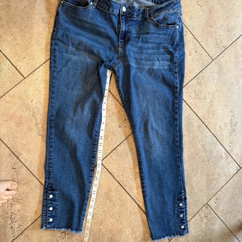 Westport Women's Cropped Denim Jeans with Hem Buttons